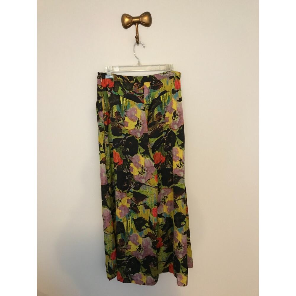 Anthropologie Leifnotes Blurred Dahlia Wide Leg Pants 8 Floral Palazzo - Picture 3 of 14
